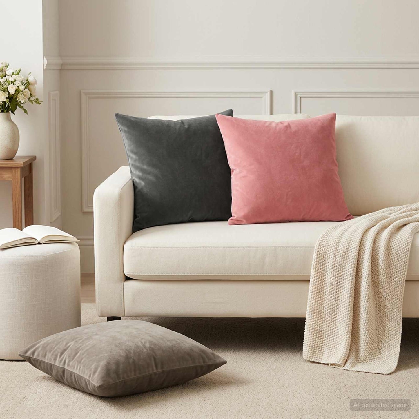 Cushion with Pillow HEERLEN 2 pcs Pink Velvet