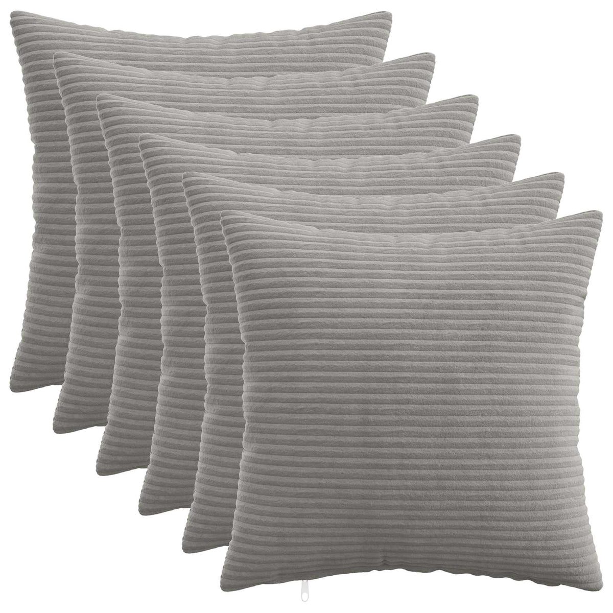 Cushion Cover 6 pcs HEERLEN Light Grey 45 x 45 cm Corduroy