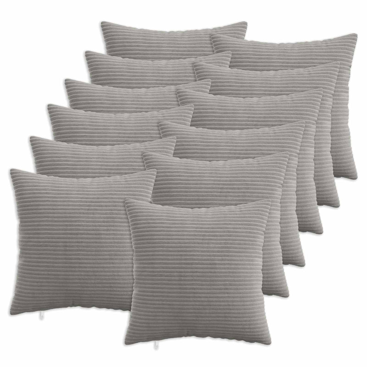 Cushion Cover 12 pcs HEERLEN Light Grey 45 x 45 cm Corduroy