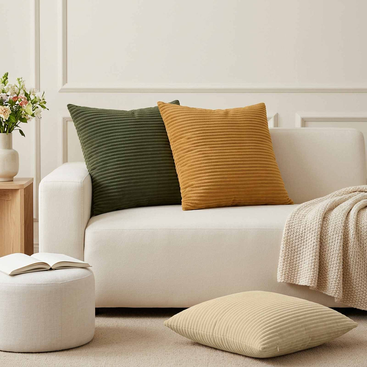 Cushion Cover 6 pcs HEERLEN Green 45 x 45 cm Corduroy
