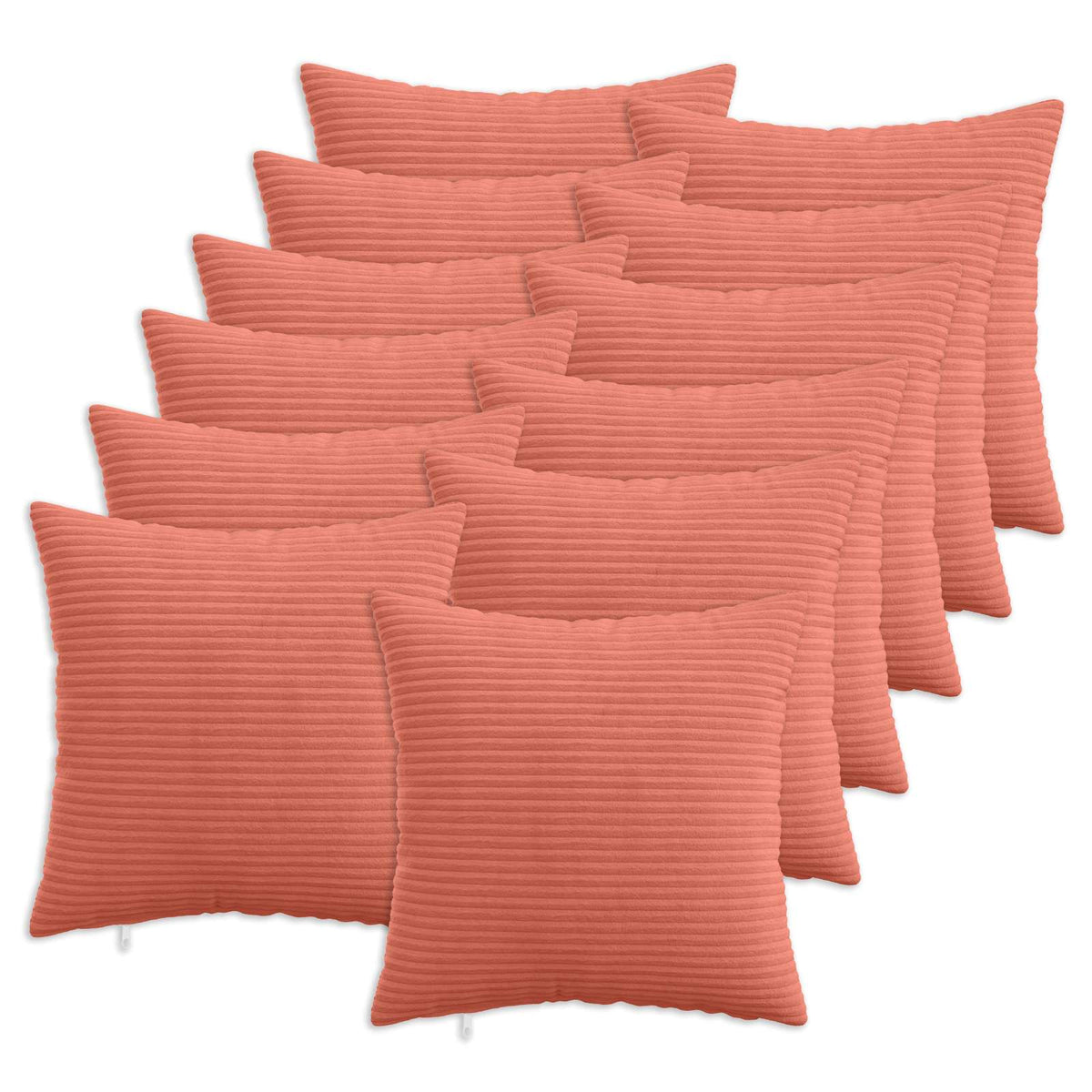 Cushion Cover 12 pcs HEERLEN Red Orange 45 x 45 cm Corduroy