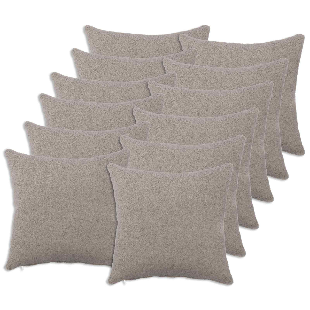Cushion Cover 12 pcs HEERLEN Light Grey 45 x 45 cm Bouclé