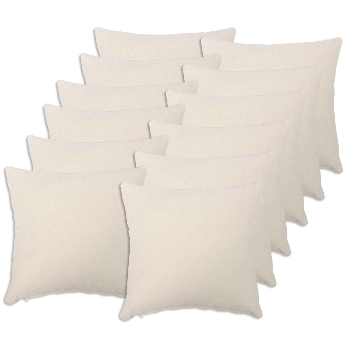 Cushion Cover 12 pcs HEERLEN Cream 45 x 45 cm Bouclé