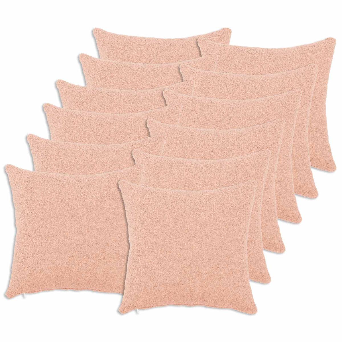 Cushion Cover 12 pcs HEERLEN Pink 45 x 45 cm Bouclé