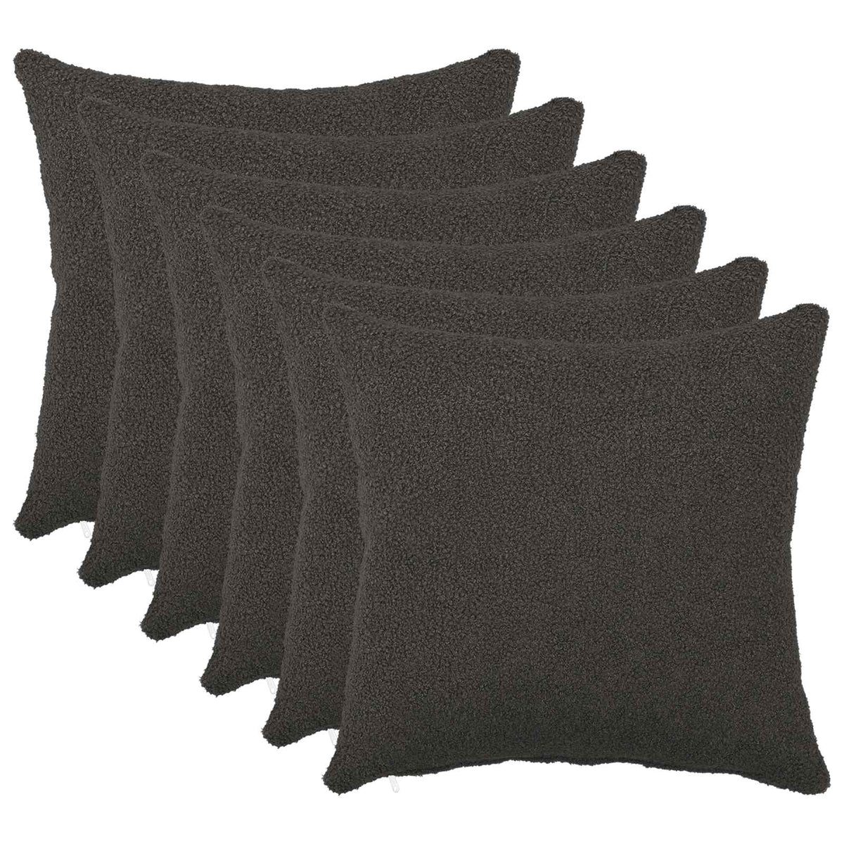 Cushion Cover 6 pcs HEERLEN Dark Grey 45 x 45 cm Bouclé