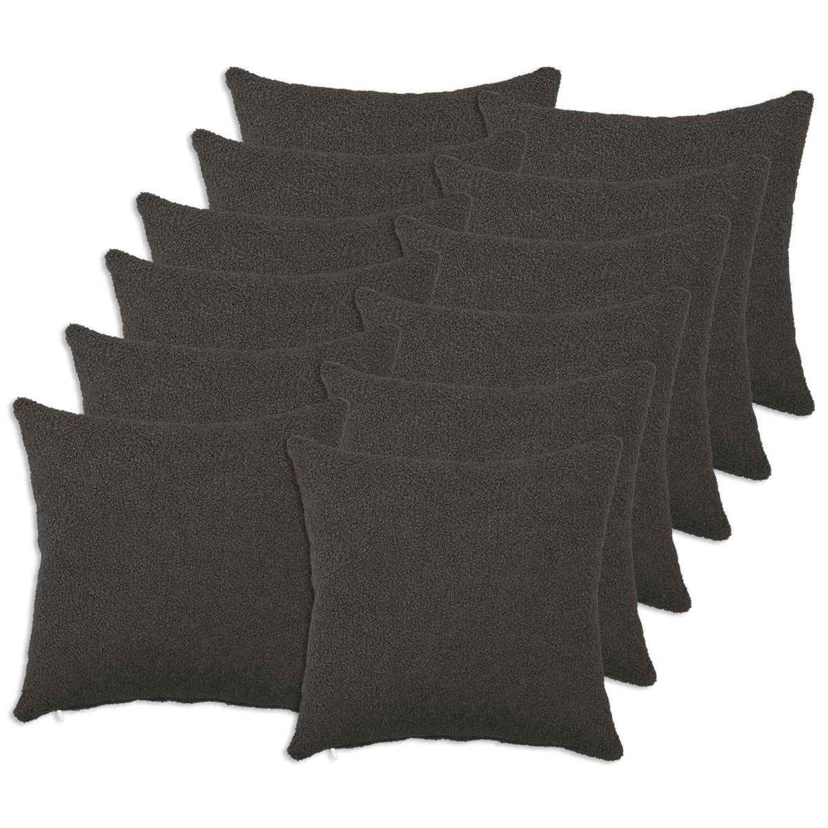 Cushion Cover 12 pcs HEERLEN Dark Grey 45 x 45 cm Bouclé