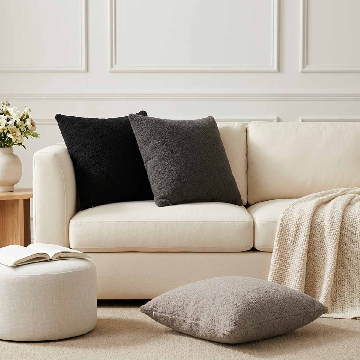 Cushion Cover 6 pcs HEERLEN Light Grey 45 x 45 cm Bouclé