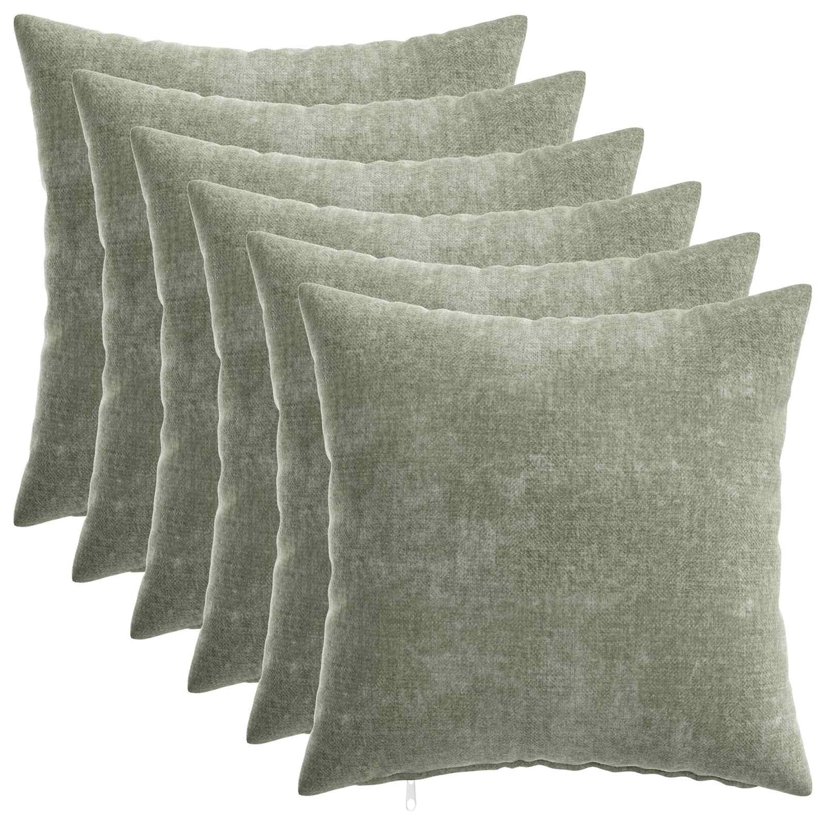 Cushion Cover 6 pcs HEERLEN Green 45 x 45 cm Chenille Fabric
