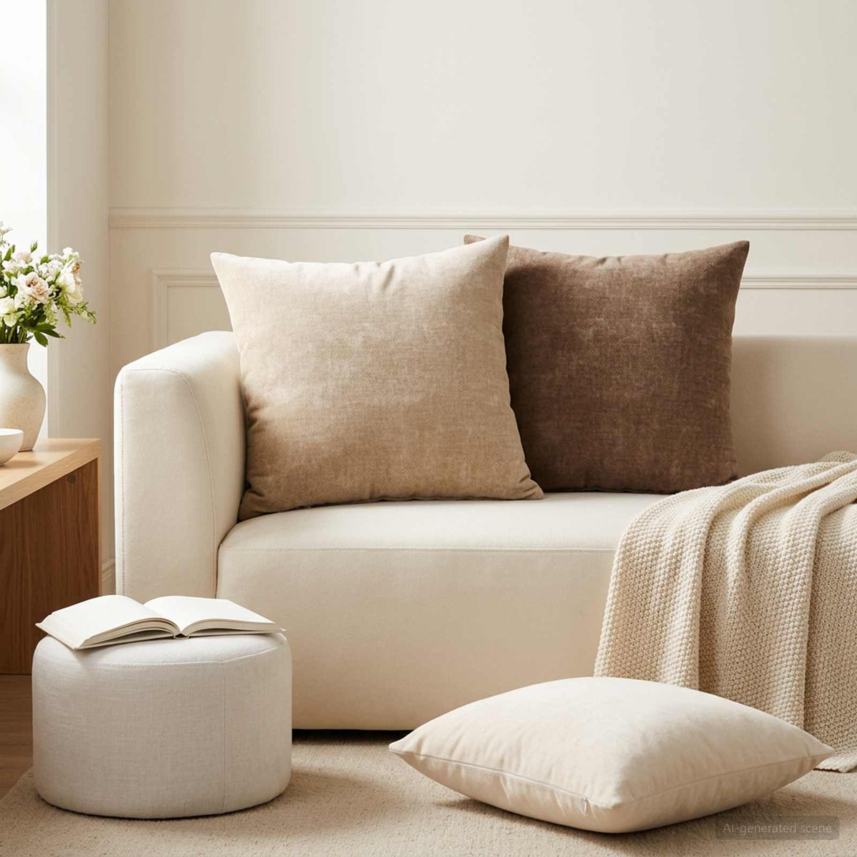 Cushion Cover 6 pcs HEERLEN Brown 45 x 45 cm Chenille Fabric