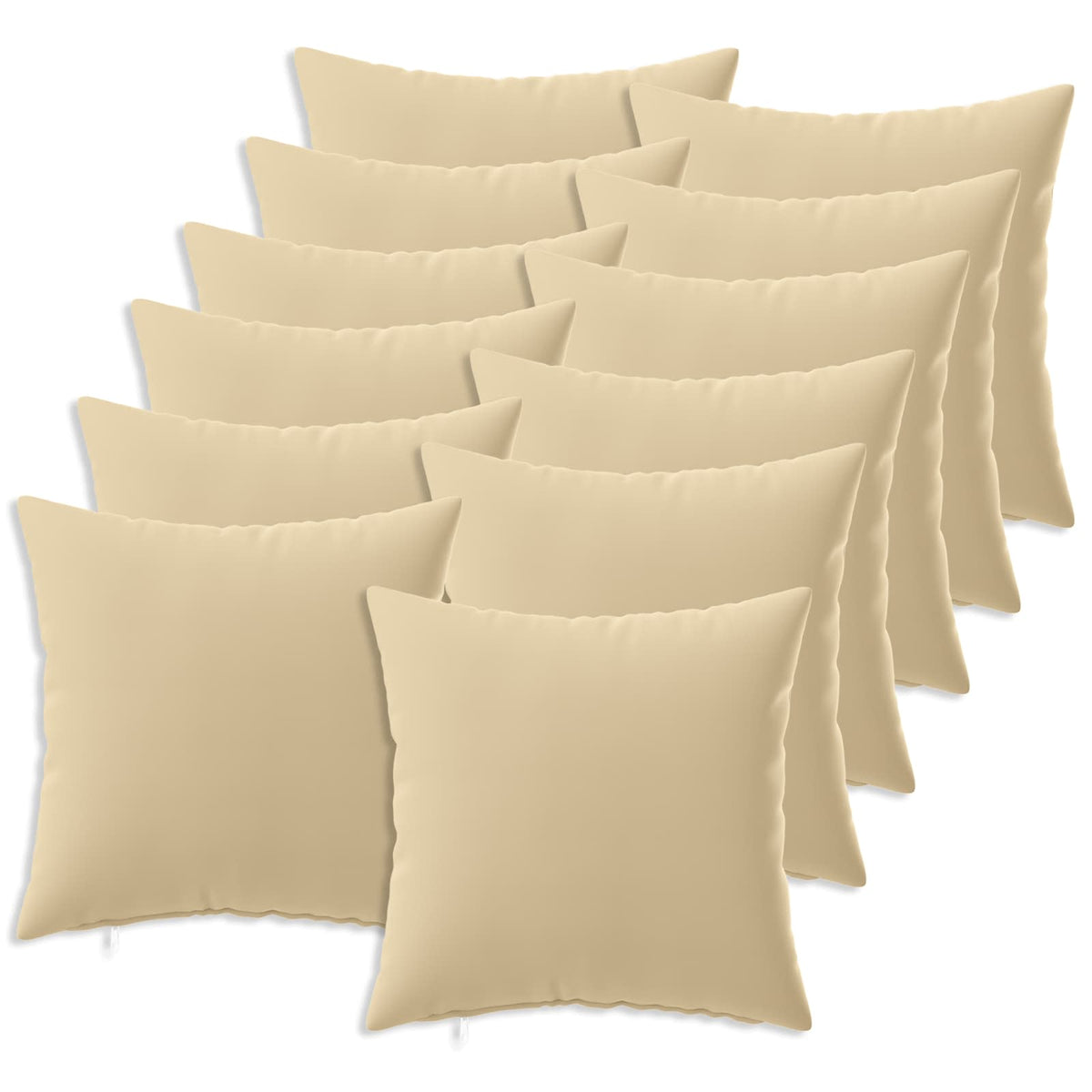 Cushion Cover 12 pcs HEERLEN Beige 45 x 45 cm Polyester
