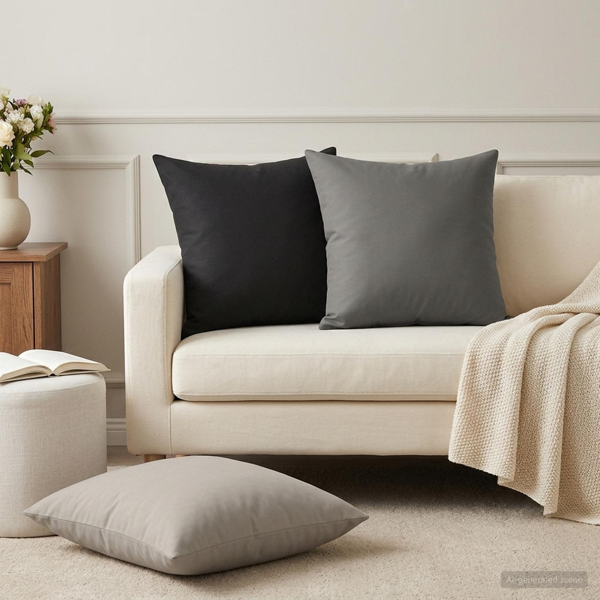 Cushion with Pillow HEERLEN 6 pcs Black Polyester