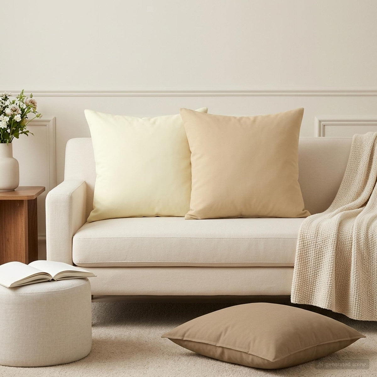 Cushion with Pillow HEERLEN 6 pcs Taupe Polyester