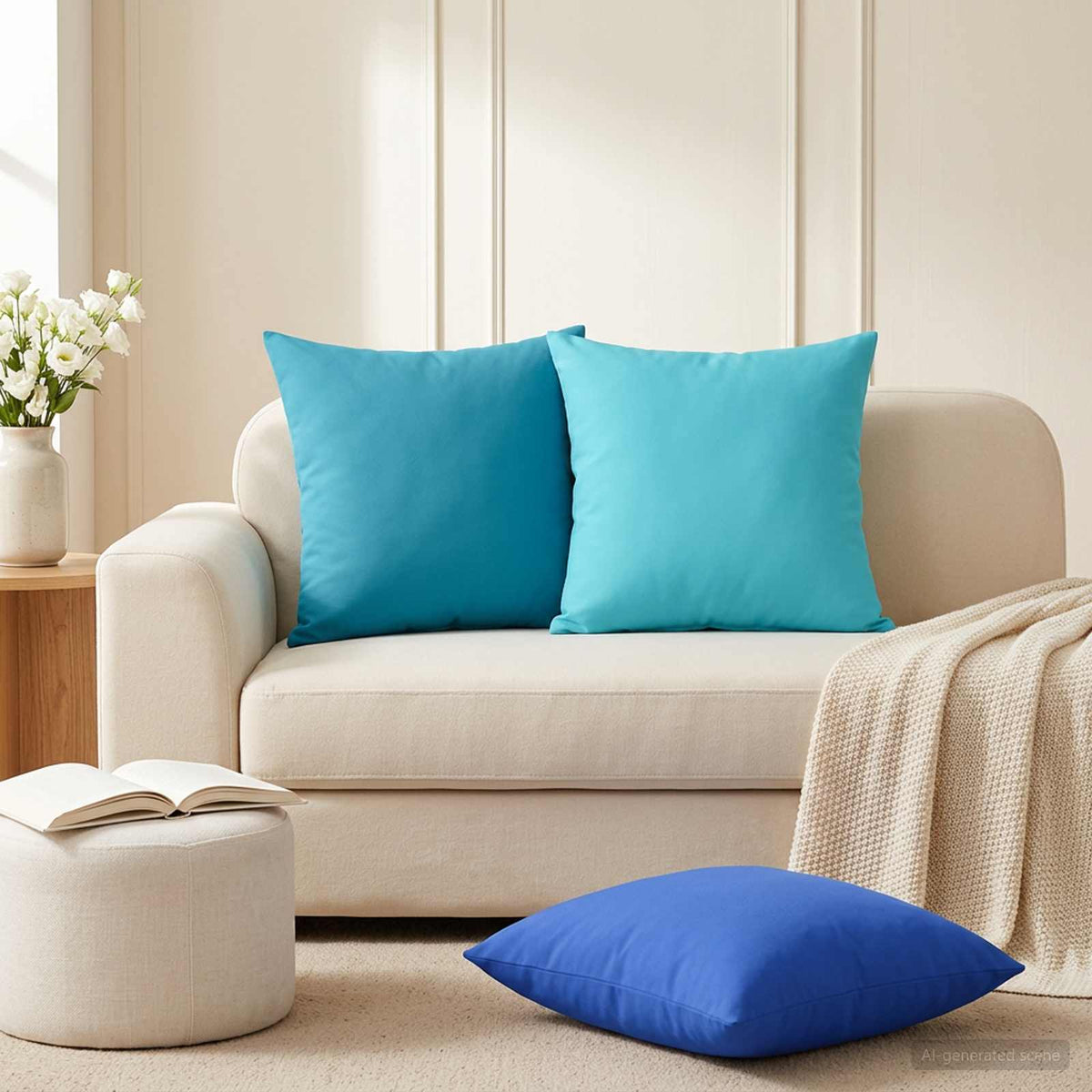 Cushion with Pillow HEERLEN 6 pcs Turquoise Polyester