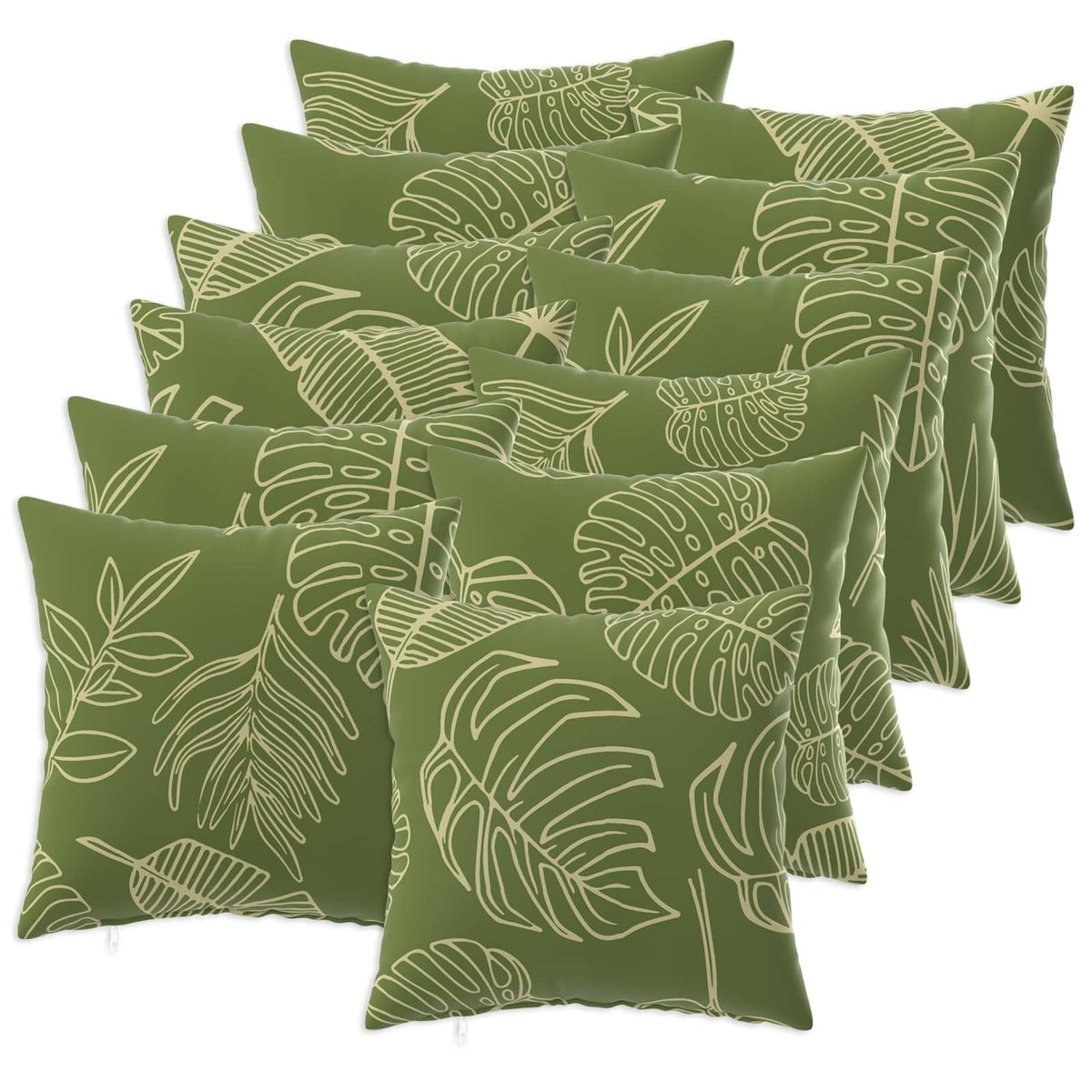 Cushion Cover 12 pcs HEERLEN Leaf Design 45 x 45 cm Polyester