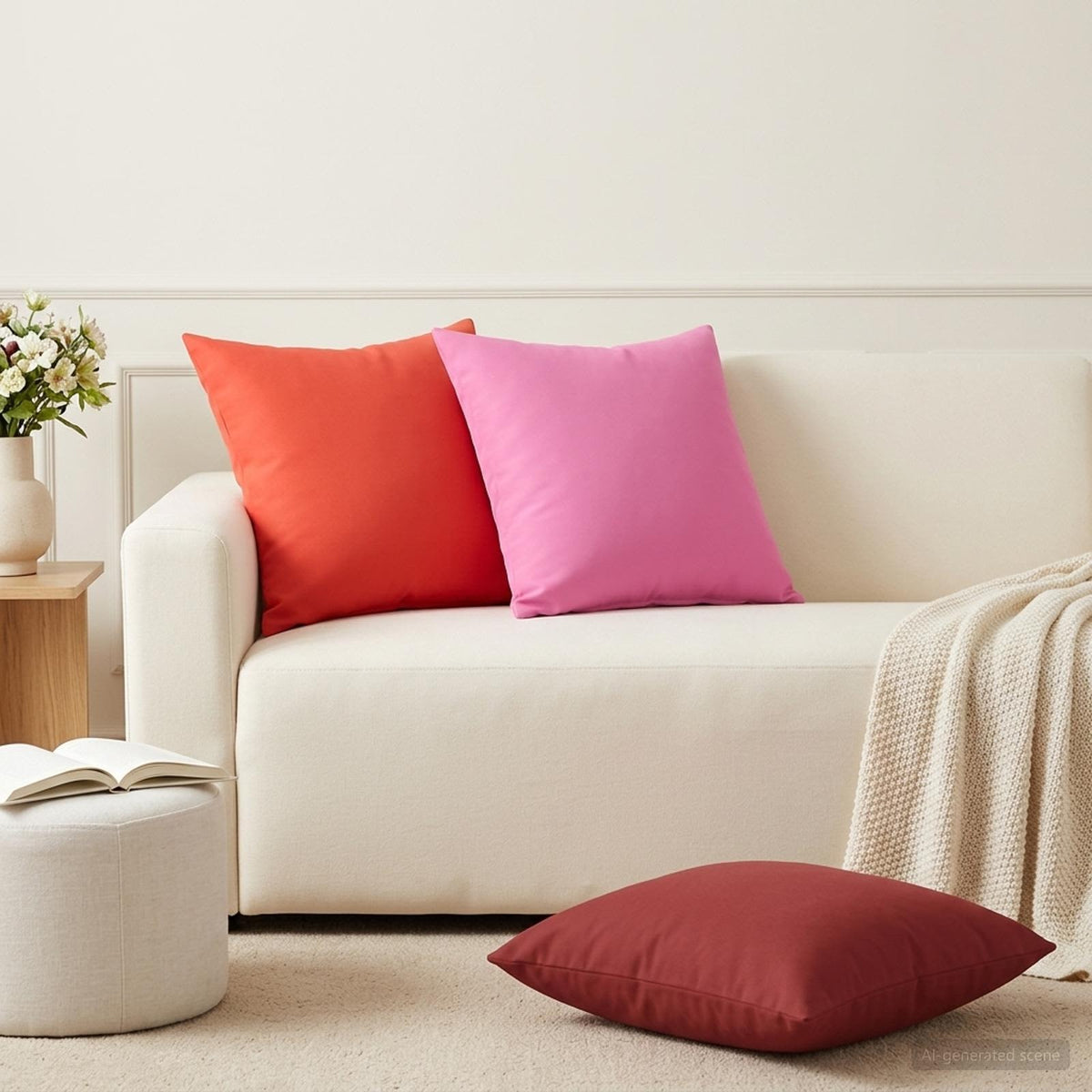Cushion with Pillow HEERLEN 6 pcs Wine Red Polyester