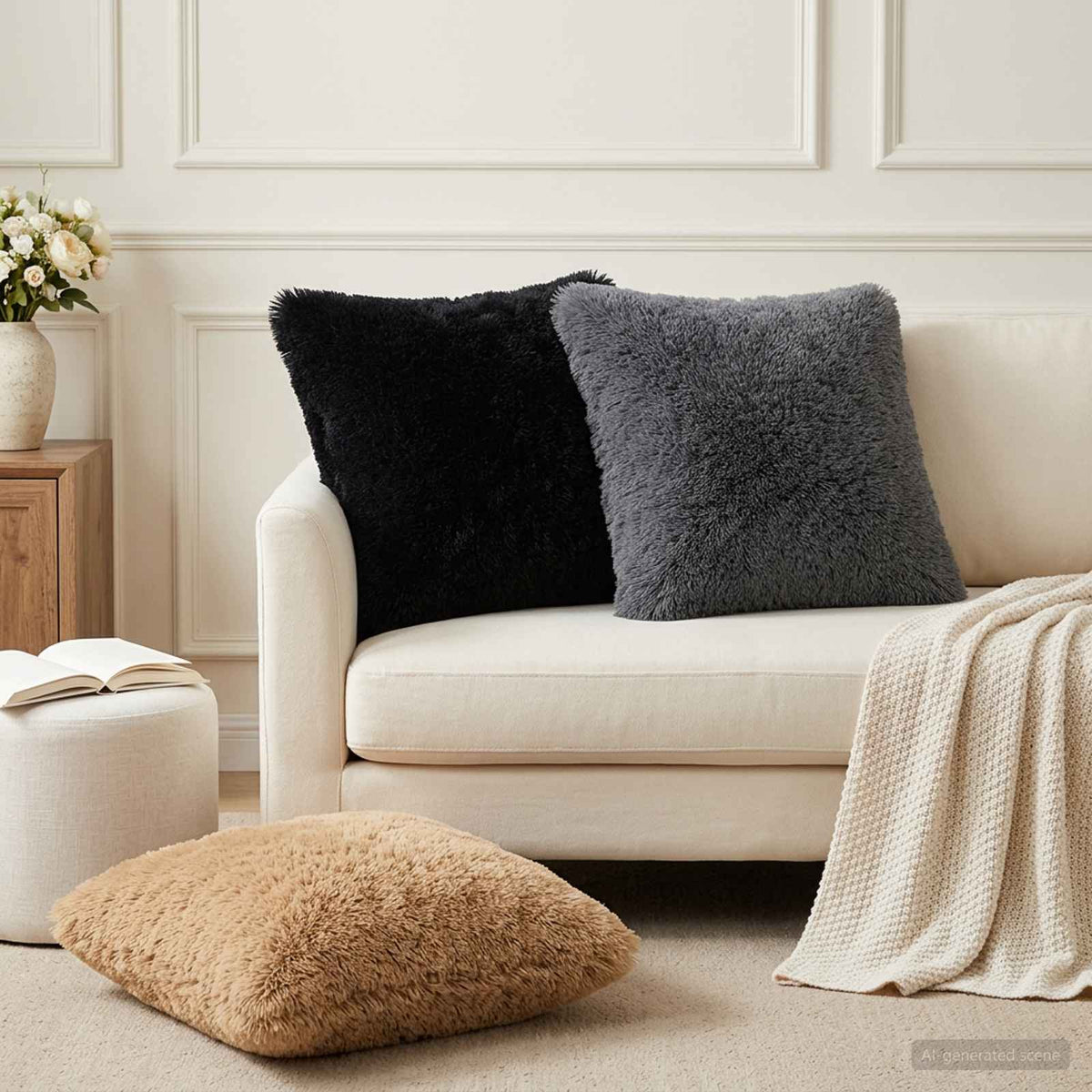 Cushion Cover 12 pcs HEERLEN Anthracite 50 x 50 cm PV Fleece