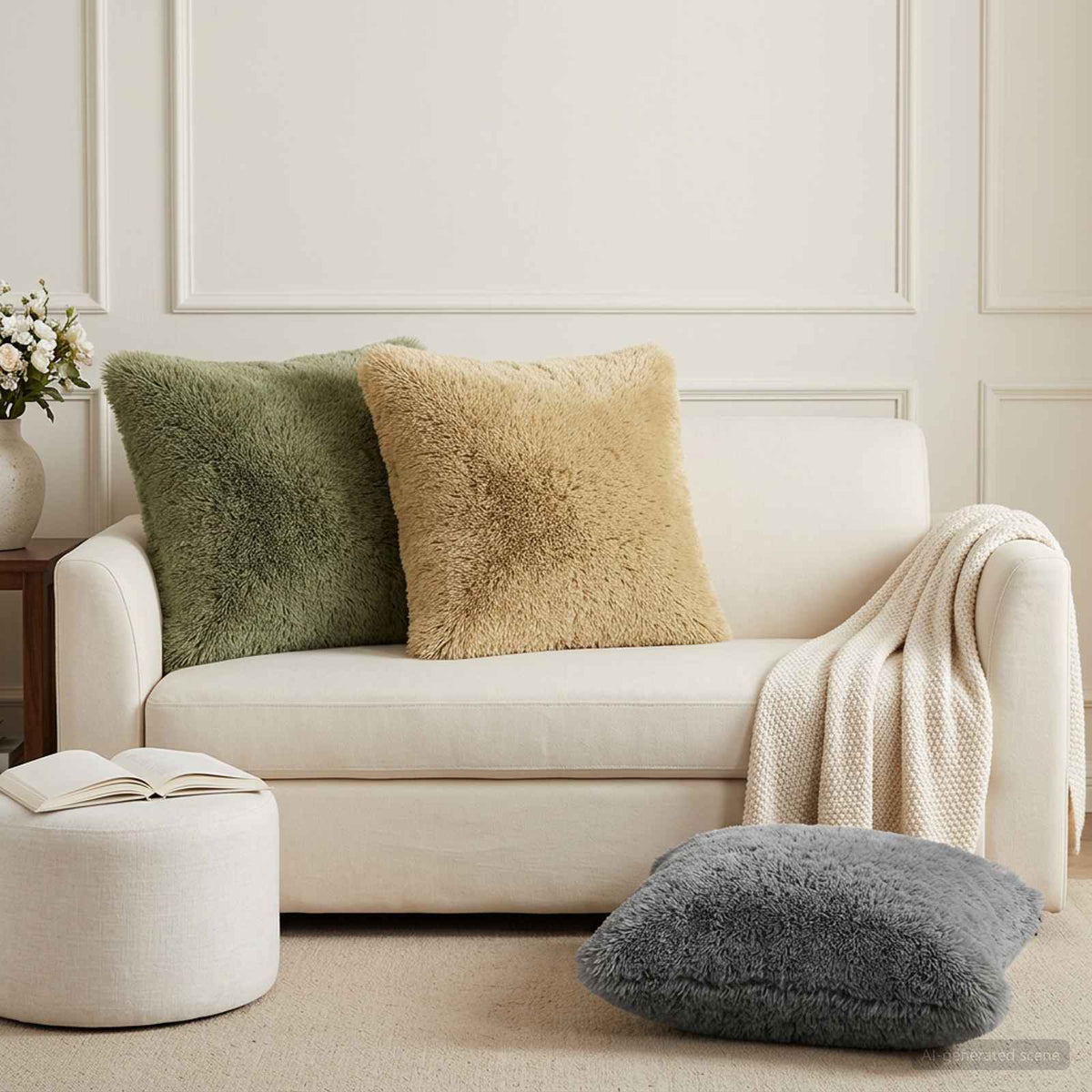 Cushion Cover 6 pcs HEERLEN Green 45 x 45 cm PV Fleece