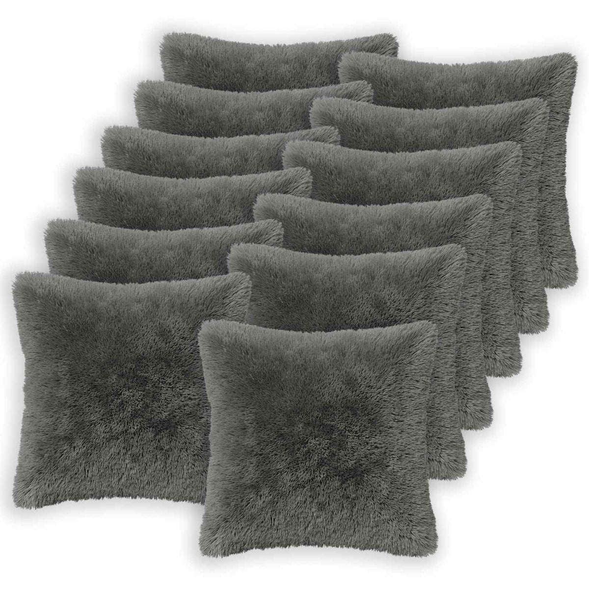 Cushion Cover 12 pcs HEERLEN Light Grey 45 x 45 cm PV Fleece