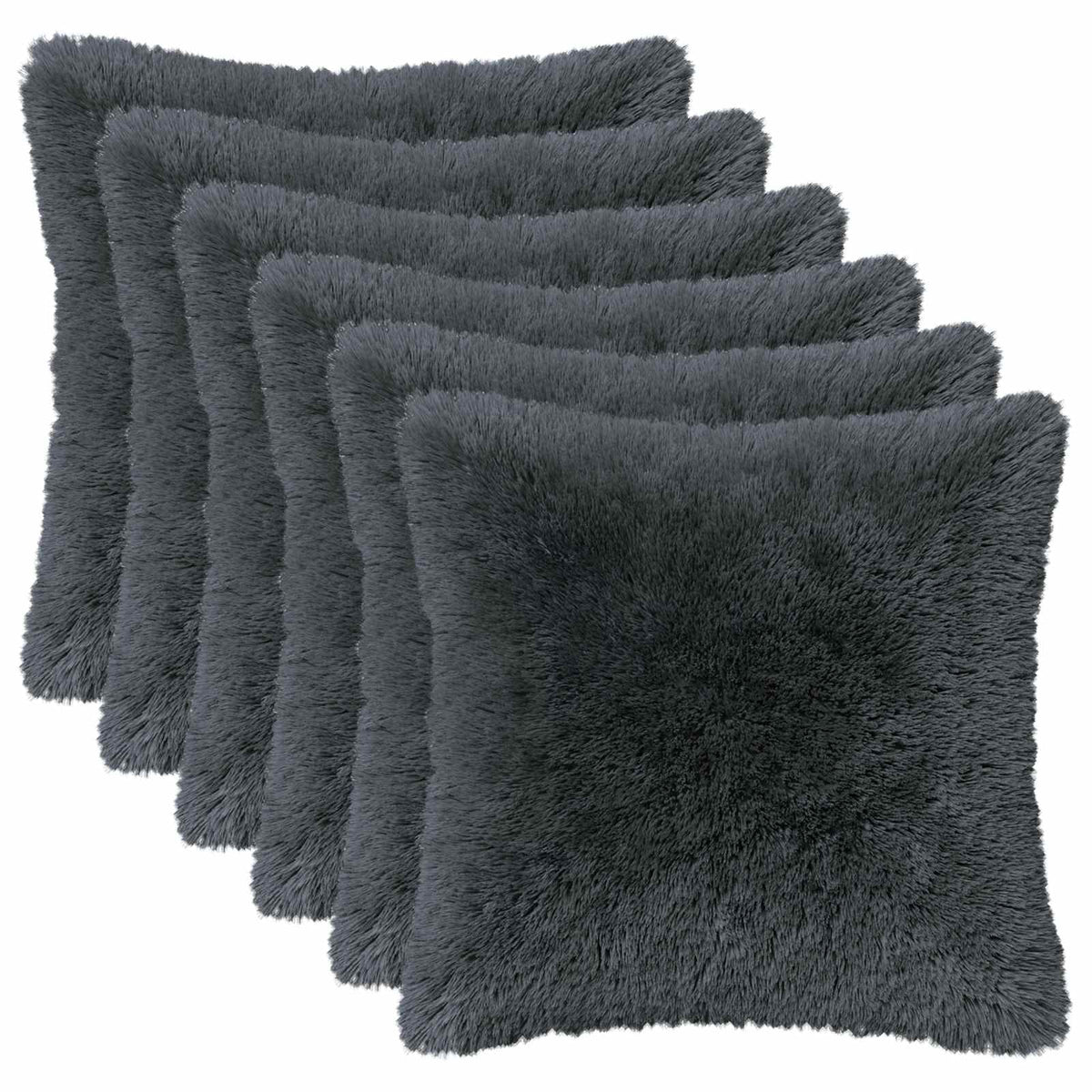 Cushion Cover 6 pcs HEERLEN Anthracite 45 x 45 cm PV Fleece