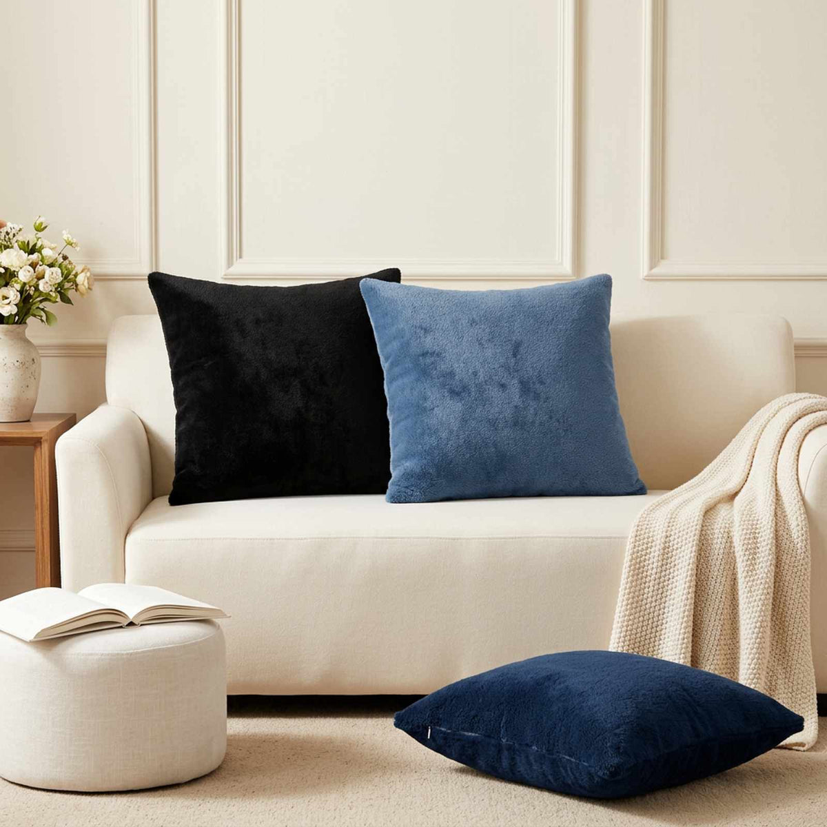 Cushion Cover 12 pcs HEERLEN Navy Blue 50 x 50 cm Flannel
