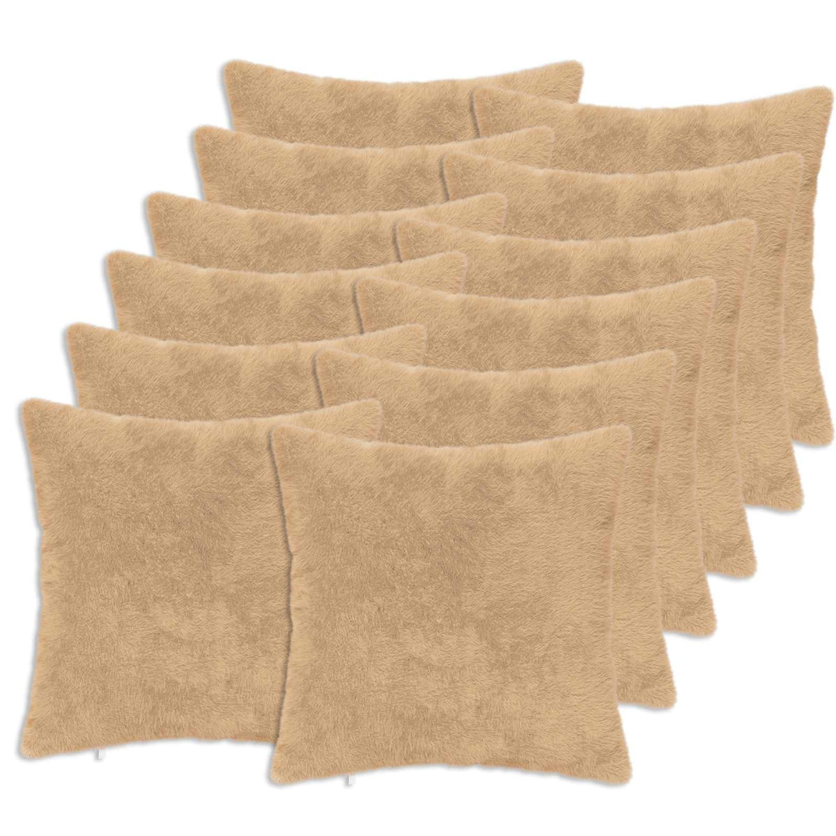 Cushion Cover 12 pcs HEERLEN Cream 45 x 45 cm Faux Rabbit Fur