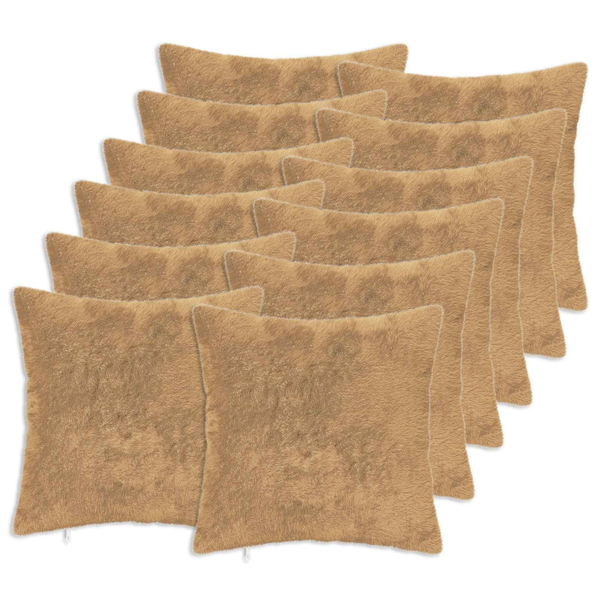 Cushion Cover 12 pcs HEERLEN Taupe 45 x 45 cm Faux Rabbit Fur