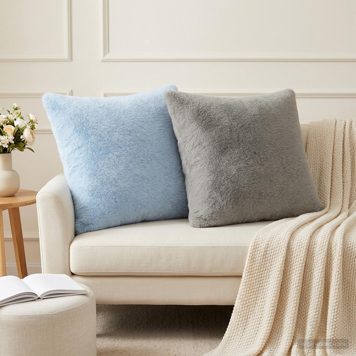 Cushion Cover 12 pcs HEERLEN Light Grey 45 x 45 cm
