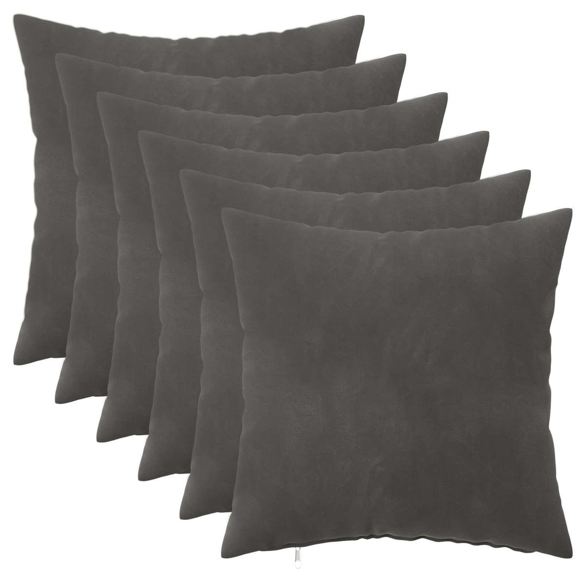 Cushion Cover 6 pcs HEERLEN Dark Grey 50 x 50 cm Velvet
