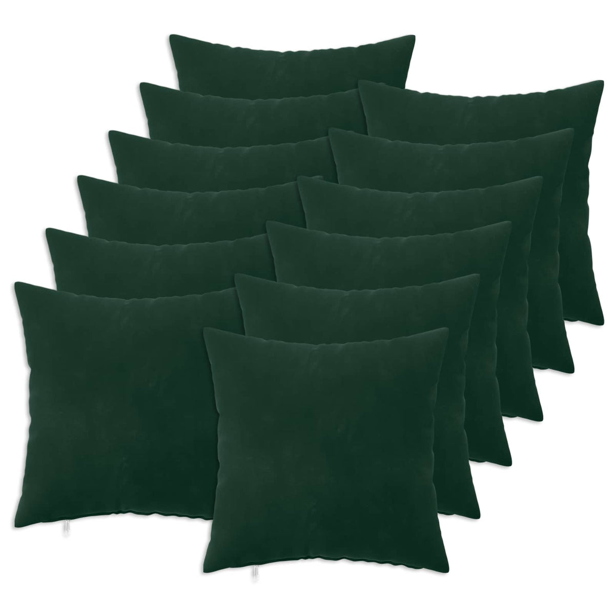 Cushion Cover 12 pcs HEERLEN Dark Green 50 x 50 cm Velvet