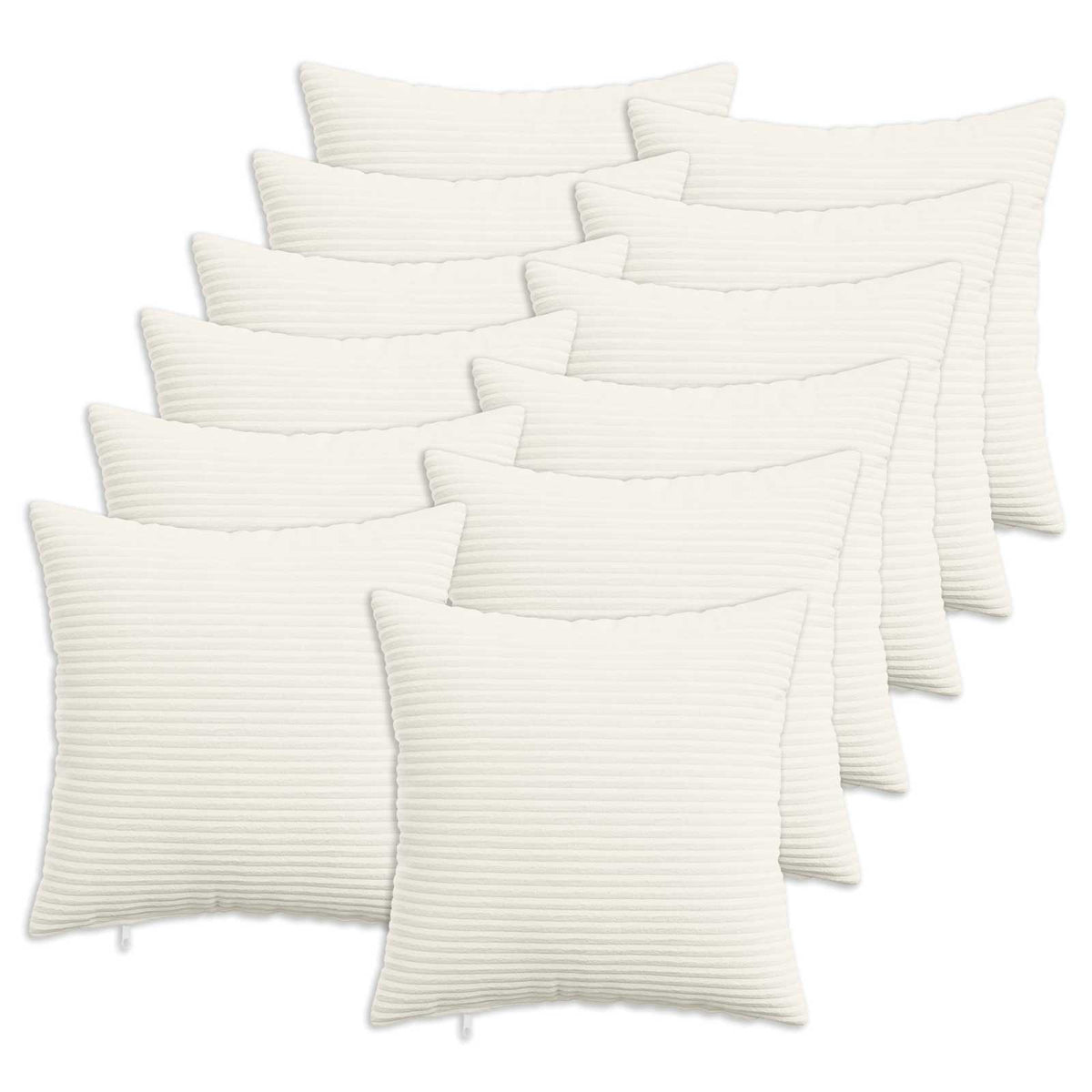 Cushion Cover 12 pcs HEERLEN Cream 50 x 50 cm Corduroy