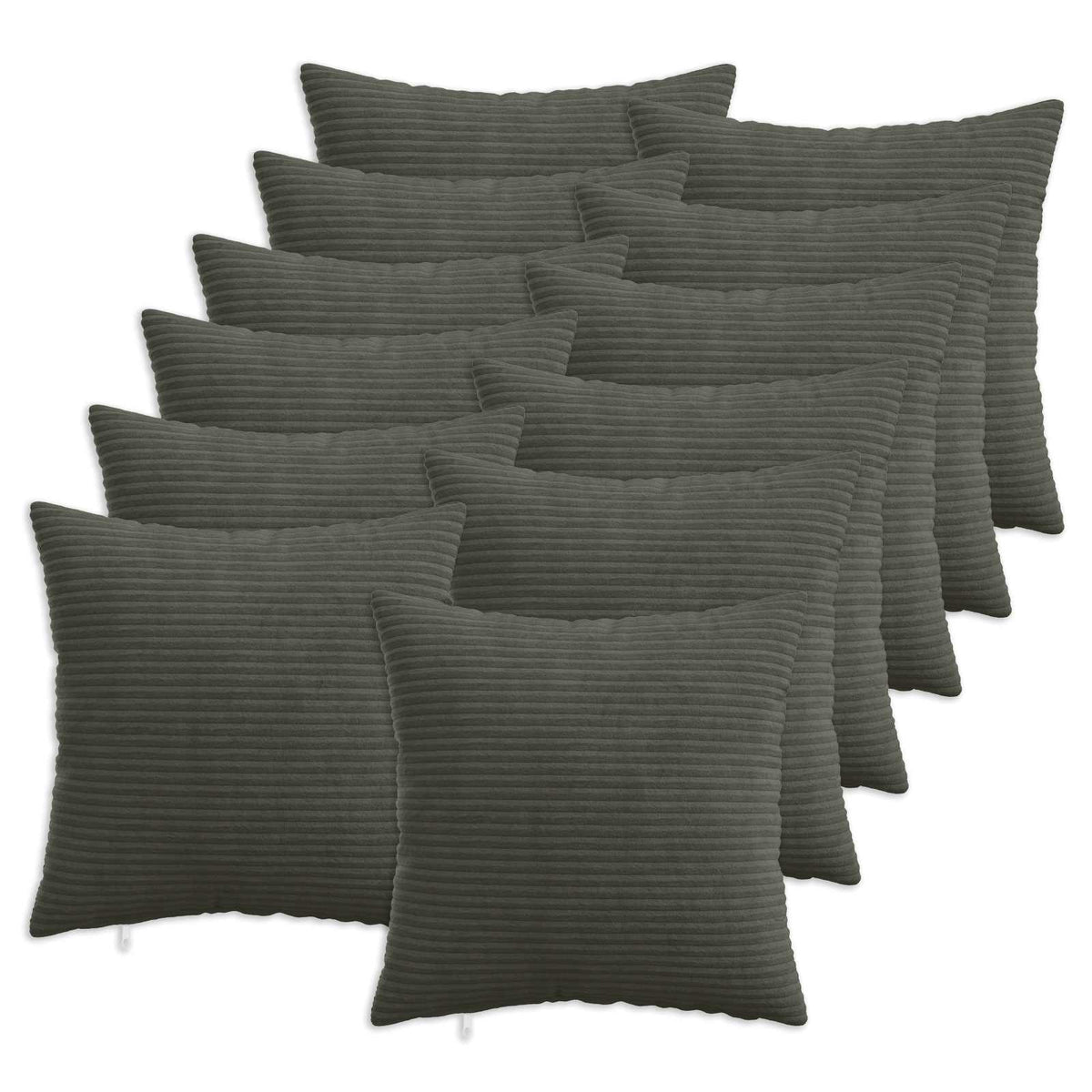 Cushion Cover 12 pcs HEERLEN Anthracite 50 x 50 cm Corduroy