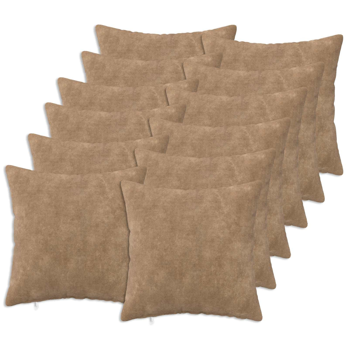 Cushion Cover 12 pcs HEERLEN Taupe 50 x 50 cm Microfiber Fleece