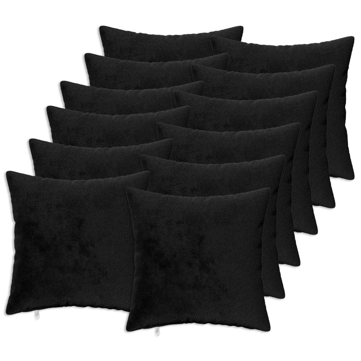 Cushion Cover 12 pcs HEERLEN Black 50 x 50 cm Flannel