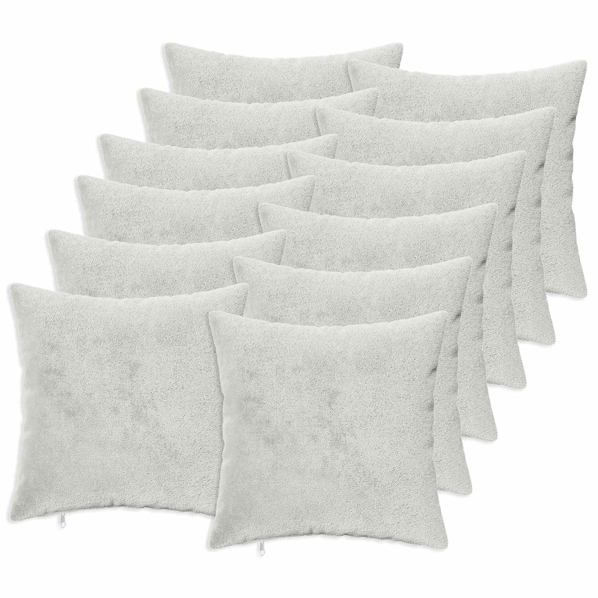 Cushion Cover 12 pcs HEERLEN Light Grey 50 x 50 cm Flannel
