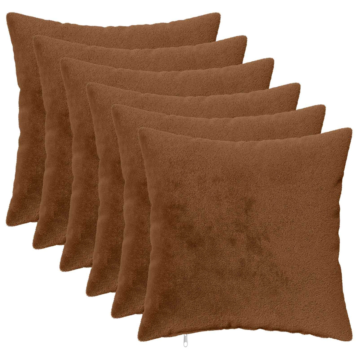 Cushion Cover 6 pcs HEERLEN Light Brown 50 x 50 cm Flannel