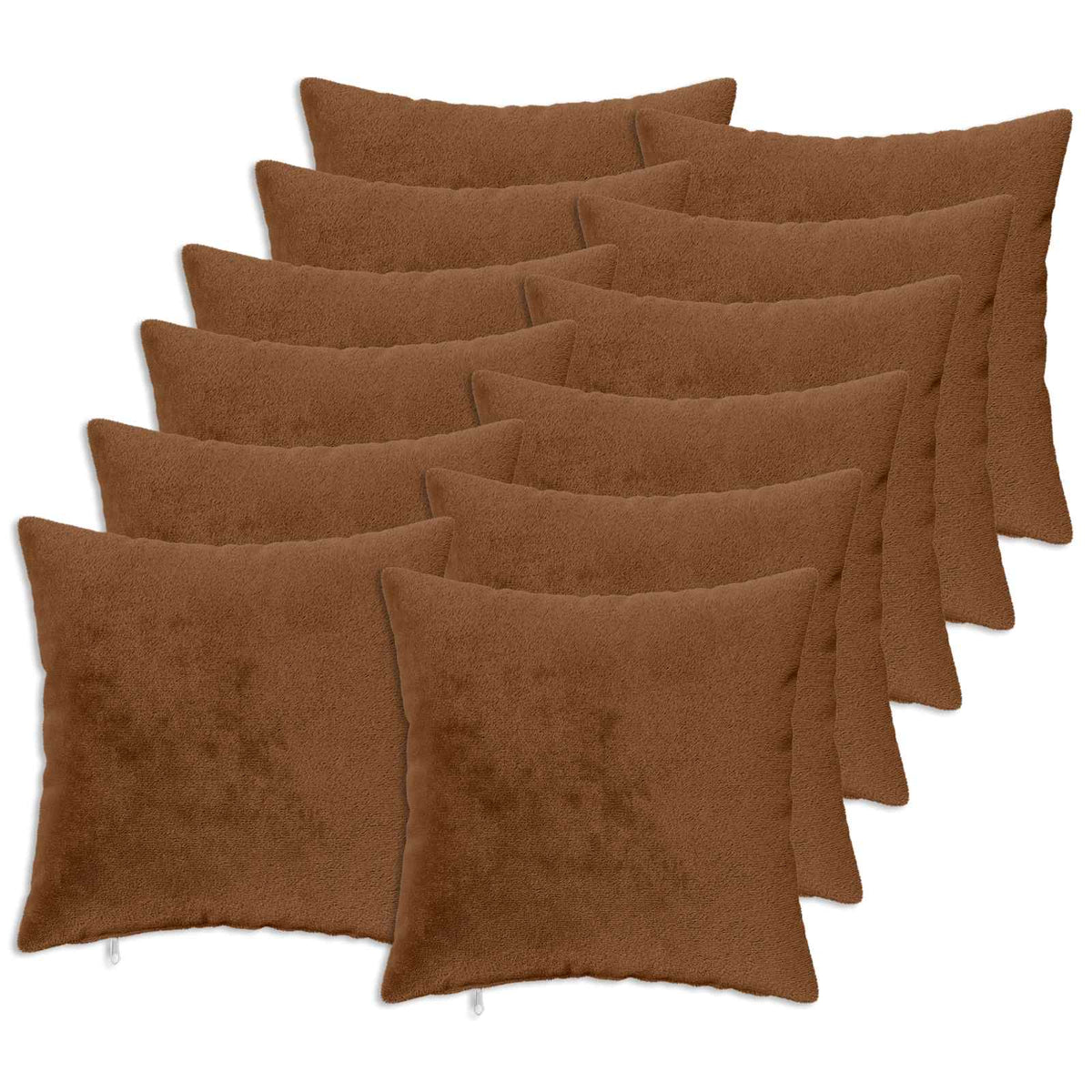 Cushion Cover 12 pcs HEERLEN Light Brown 50 x 50 cm Flannel