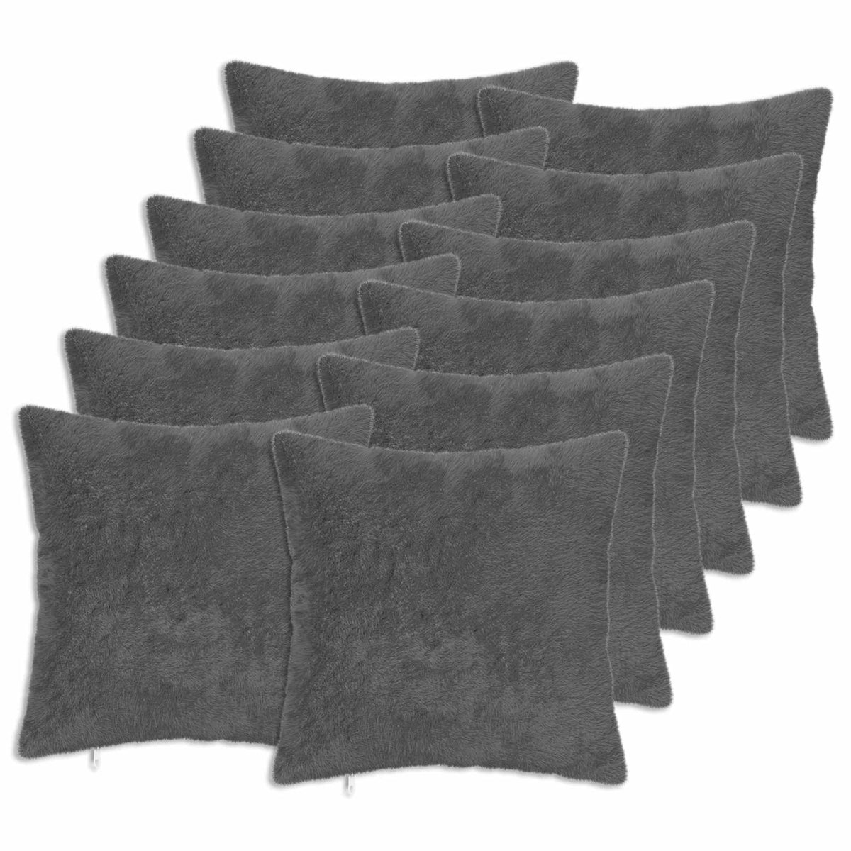 Cushion Cover 12 pcs HEERLEN Dark Grey 50 x 50 cm