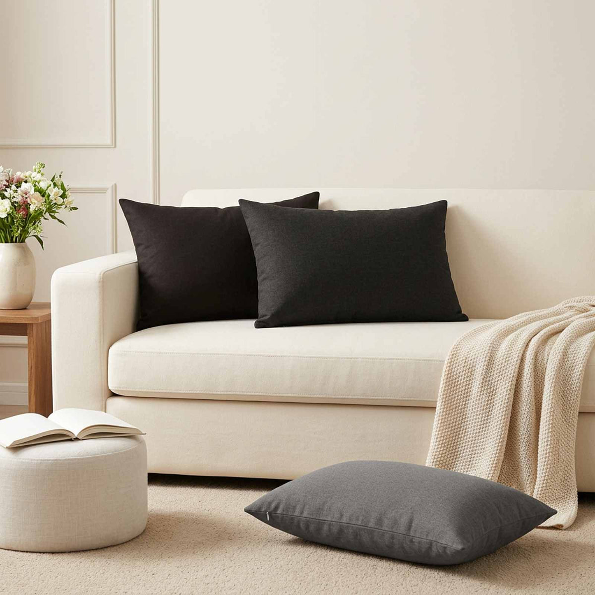 Throw Pillow 2 pcs HEERLEN Dark Grey 50 x 75 cm Fabric