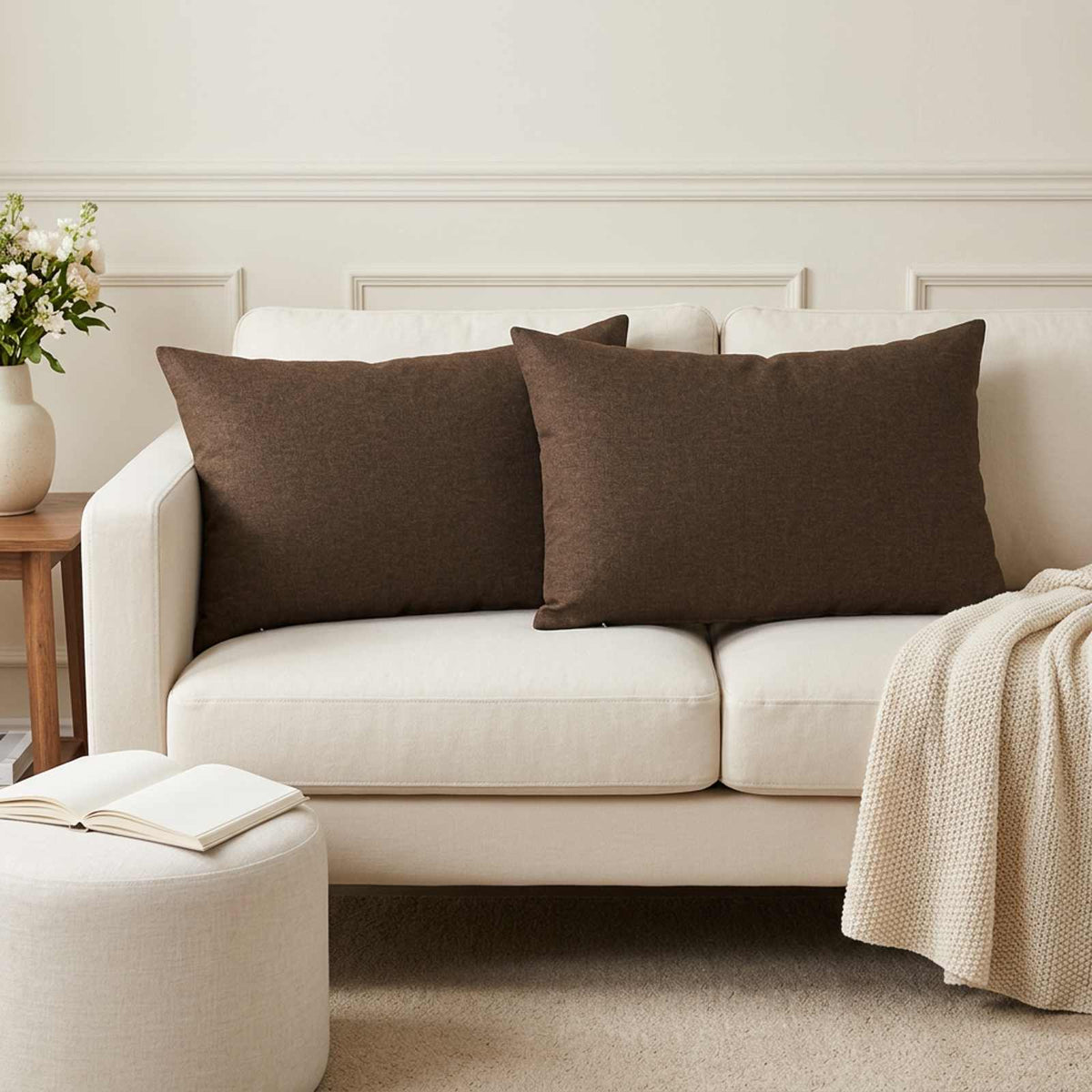 Throw Pillow 2 pcs HEERLEN Taupe 50 x 80 cm Fabric