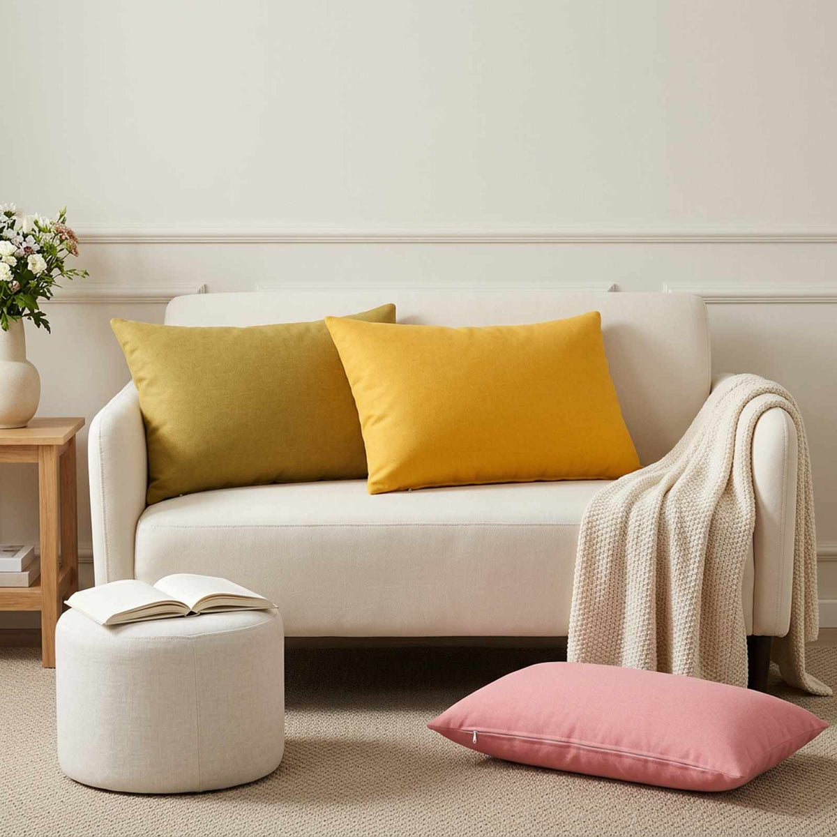 Throw Pillow 2 pcs HEERLEN Pink 50 x 75 cm Fabric