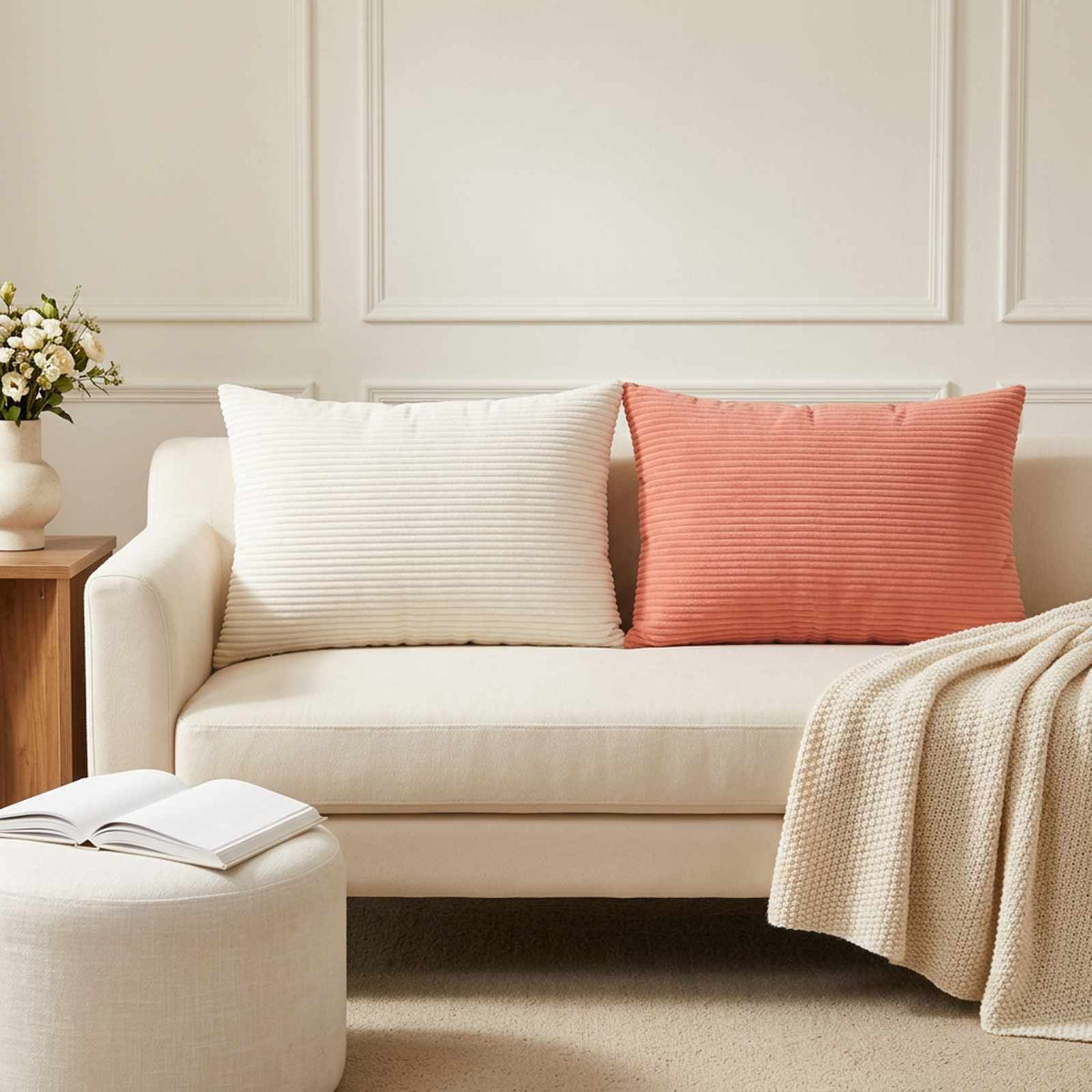 Cushion Cover 6 pcs HEERLEN Red Orange 50 x 70 cm Corduroy