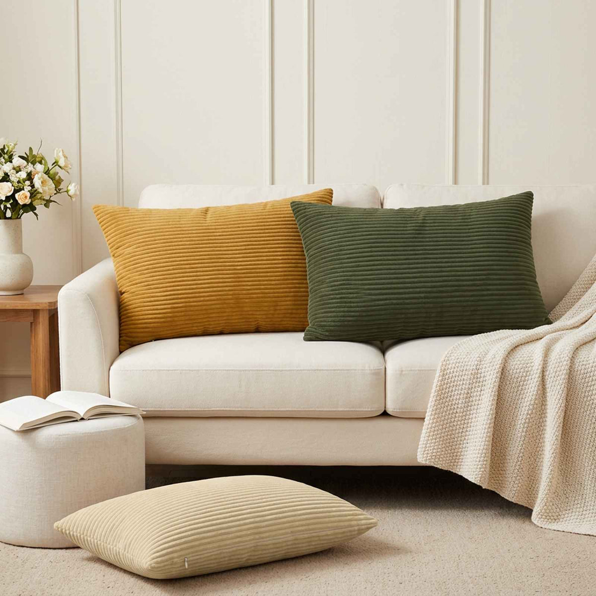 Cushion Cover 2 pcs HEERLEN Yellow 50 x 75 cm Corduroy