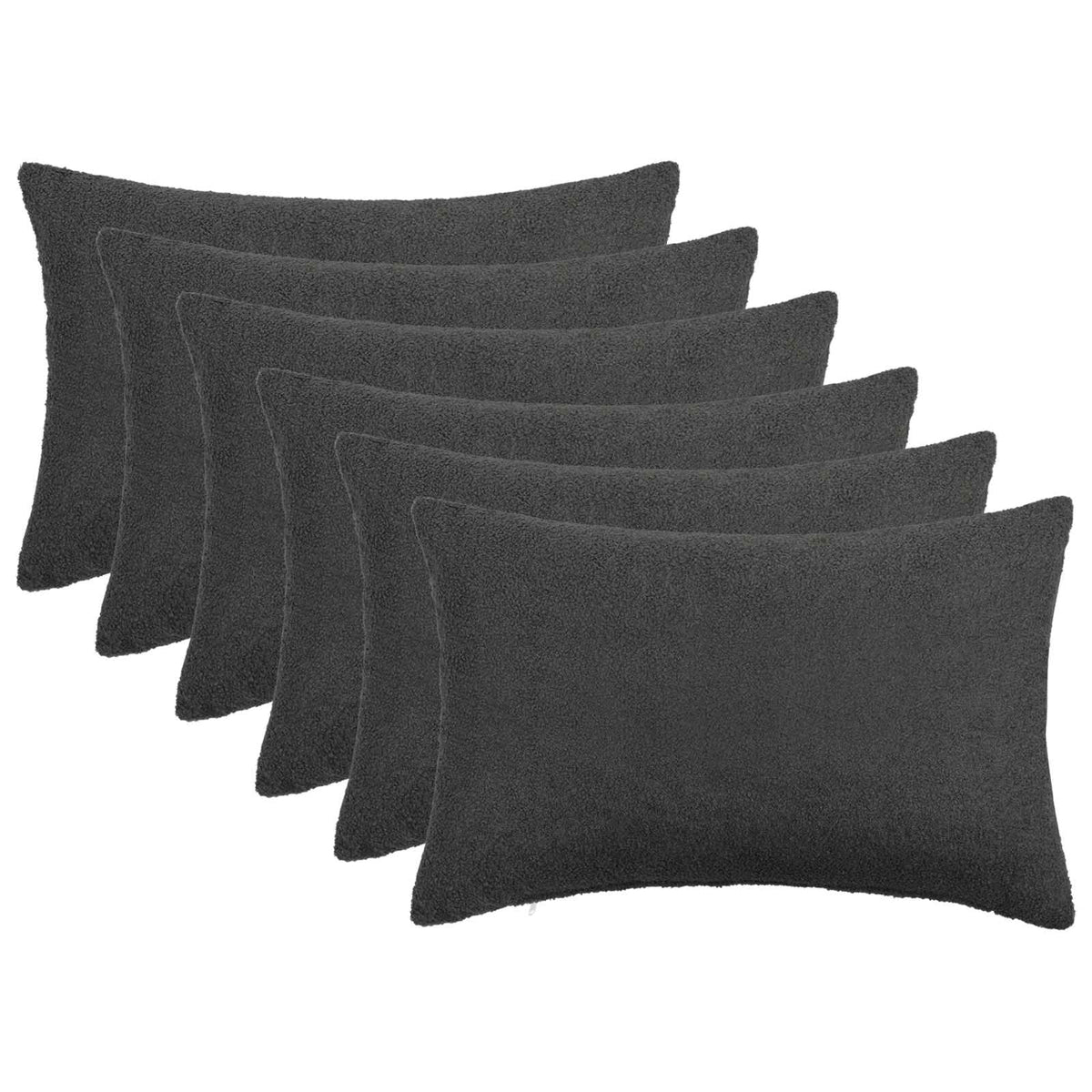 Cushion Cover 6 pcs HEERLEN Dark Grey 50 x 70 cm Bouclé