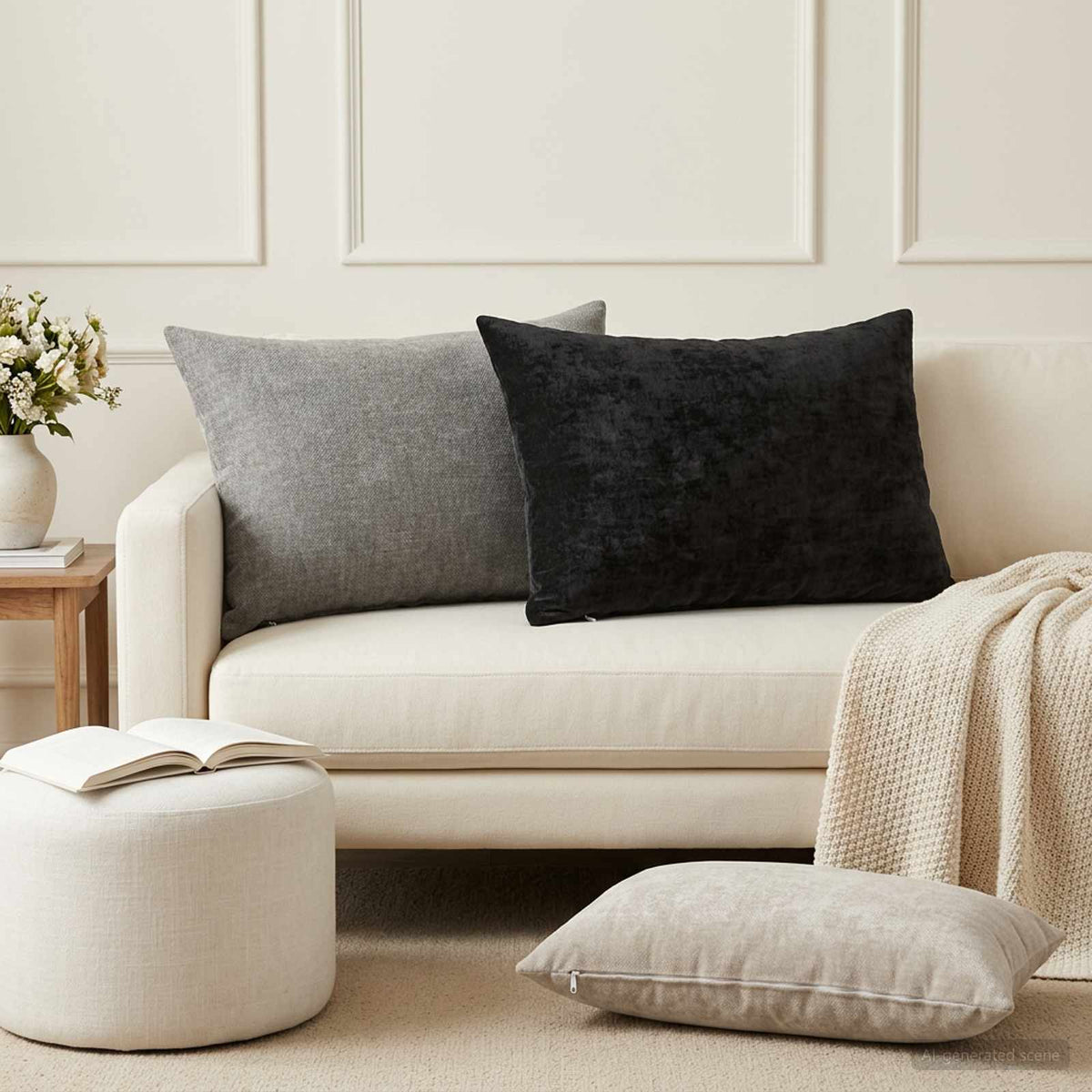 Cushion Cover 6 pcs HEERLEN Dark Grey 50 x 75 cm