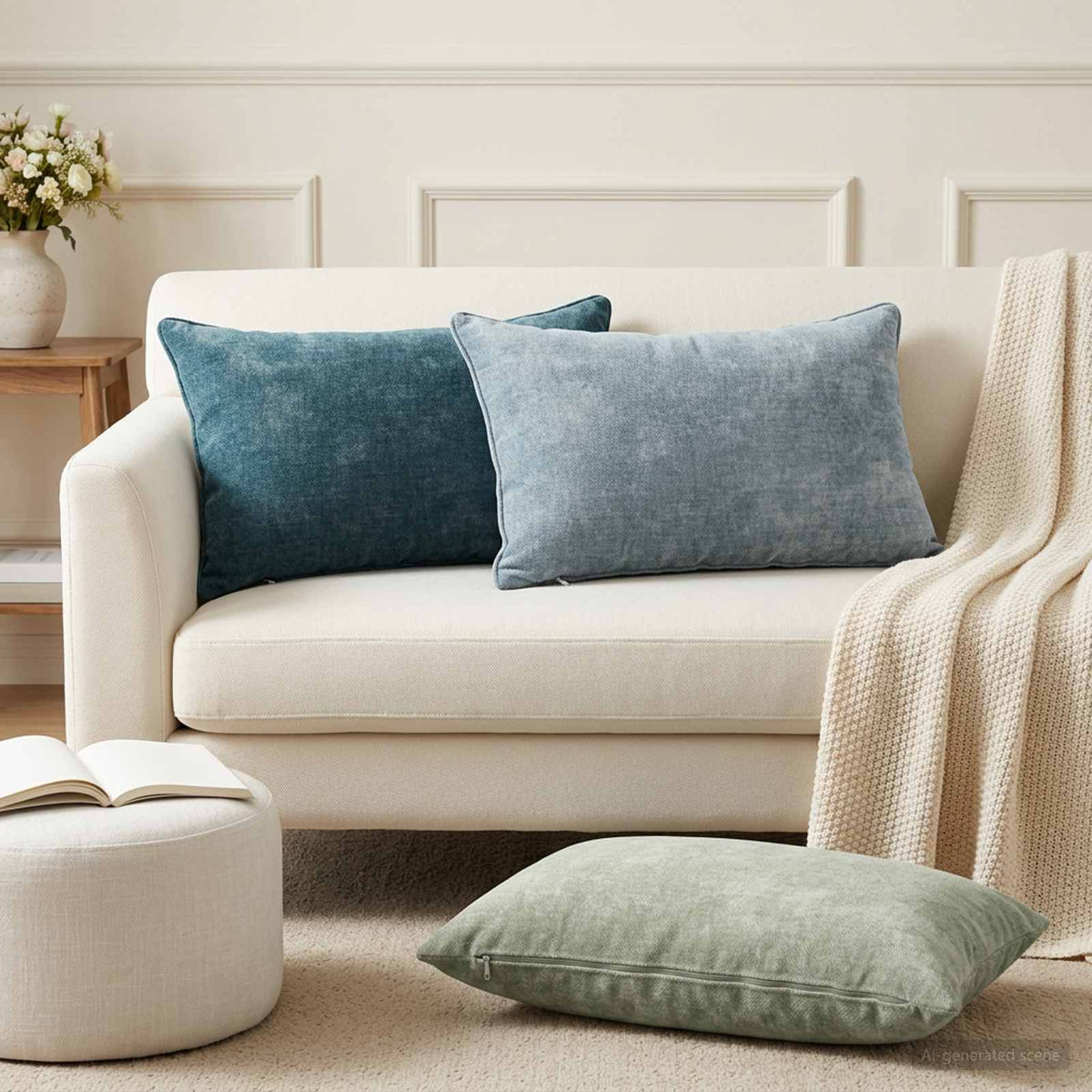 Cushion Cover 2 pcs HEERLEN Green 50 x 70 cm Chenille Fabric