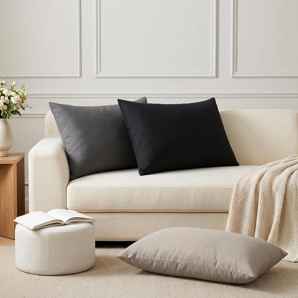 Cushion with Pillow HEERLEN 2 pcs Grey Polyester
