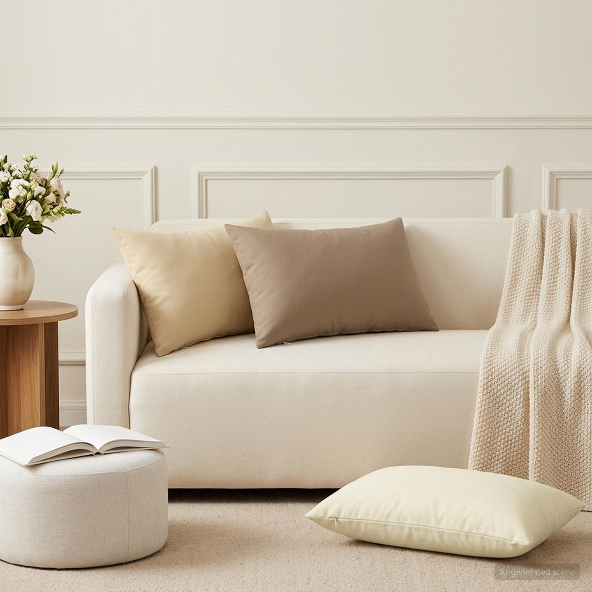 Cushion with Pillow HEERLEN 2 pcs Taupe Polyester