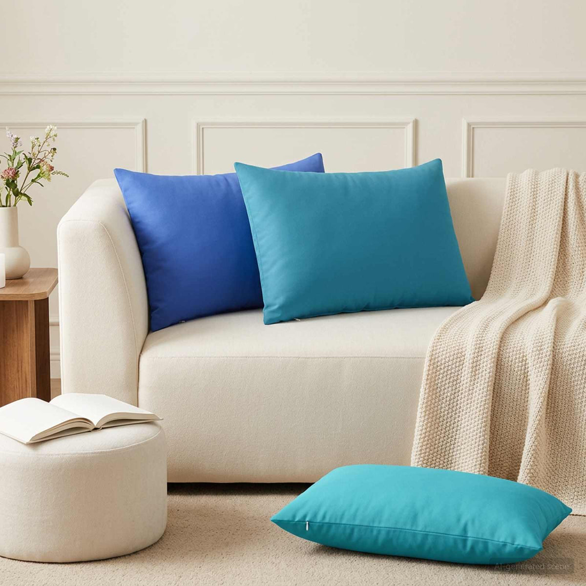 Cushion Cover 2 pcs HEERLEN Turquoise 50 x 75 cm Polyester