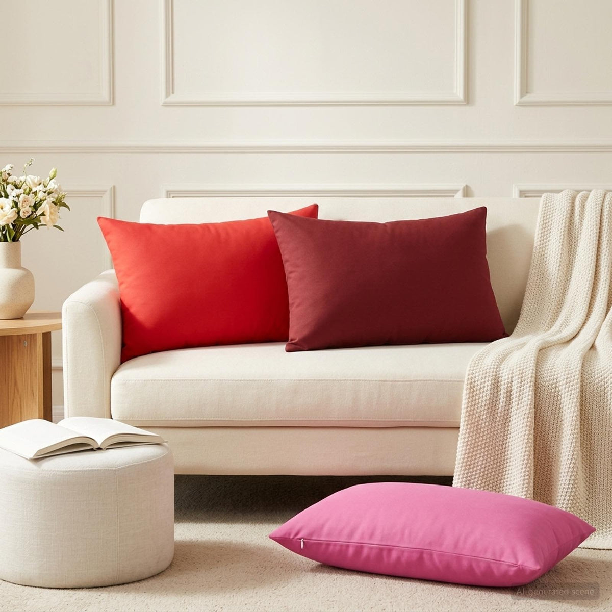 Cushion with Pillow HEERLEN 2 pcs Wine Red Polyester