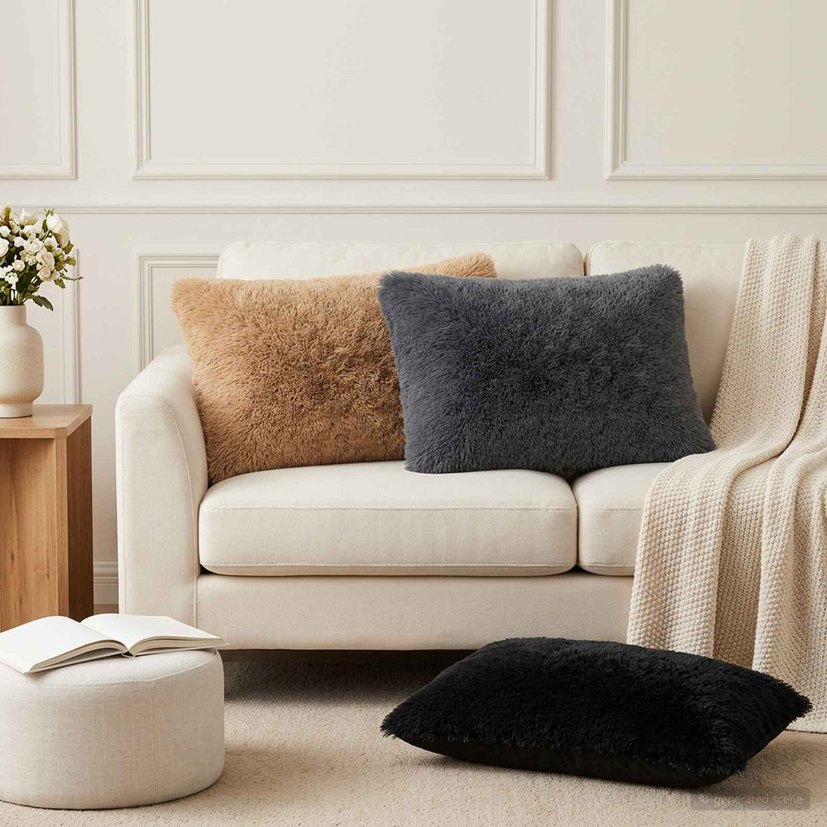 Cushion Cover 6 pcs HEERLEN Black 50 x 70 cm PV Fleece
